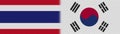 South Korea and Thailand Thai Fabric Texture Flag Ã¢â¬â 3D Illustrations Royalty Free Stock Photo